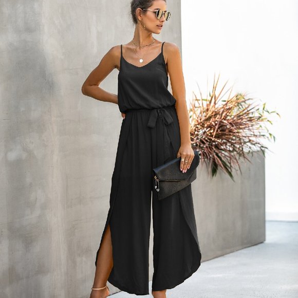 CLEARANCE NEW EMPIRE WAIST SPAGHETTI STRAP JUMPSUIT PANTS - Picture 5 of 6